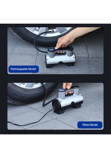 Reedark Araç Ve Ev Kullanıma Uygun Usb Şarjlı Lastik Pompa, Led Işık Ve 3 Hava Ucu İle, Göstergeli Gümüş-siyah St-211