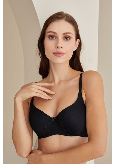 Loya Kadın Siyah Dantel Detaylı Toparlayıcı Sütyen Siyah