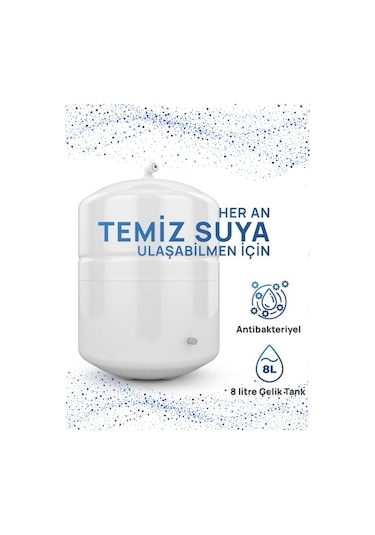 Premium 12 Lt Su Arıtma Cihazı Antibakteriyel Çelik Tank Lüks Musluk En Az Atık Kolay Kurulum