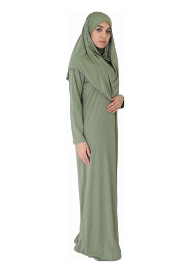 Açık Haki Fermuarsız Namaz Elbisesi