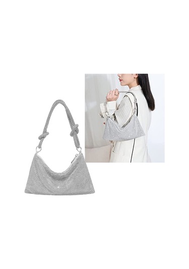 Moveevo Yeşil El Yapımı Taşlı Akşam Çantası - Yüksek Parlaklık Düğüm Desenli Gelinlik Ve Banket Çantası