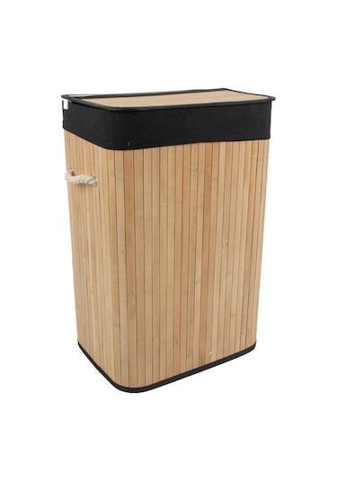 Soley Foldi Bamboo Örme Çamaşır Sepeti Siyah