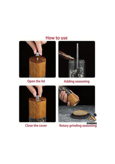 Honeybeeshop Ahşap Tuz Ve Biber Değirmeni Seti 20.32 Cm 2 Adet Manuel 8 İnç Ayarlanabilir Kaba İnce Öğütme Mutfak Baharat Öğütücü