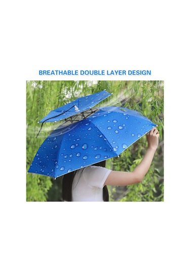 Aubyhe 95 Cm Çift Katlı Rüzgar Ve Yağmur Dayanıklı Balıkçılık Şapka Şemsiyesi - Gümüş Renk Gümüş