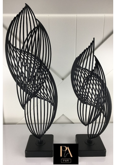 Siyah H 2'li Ofis Metal Aksesuar Biblo Ev Salon Dekorasyon Obje