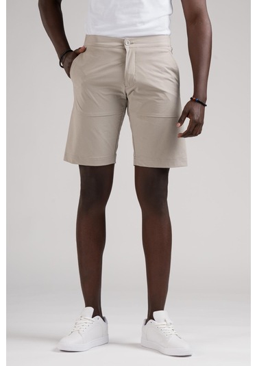 Beli Yarım Lastikli Paraşüt Kumaş Likralı Astarsız Cepli Slimfit Şort 001