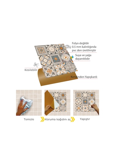 Tink KENDİNDEN YAPIŞKANLI APRİCOT DESENLİ PVC KARO 30X30