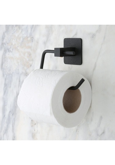Banyo Dekoru İçin Yapışkanlı Paslanmaz Siyah Metal Kapaksız Tuvalet Kağıt Tutucu Diğer
