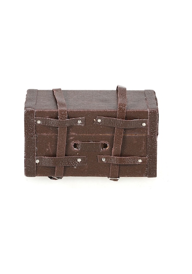 Suofeng 1/10 Ölçekli Deri Ve Ahşap Seyahat Bavulu Aksesuarı - 5.7x3.1x3.1cm