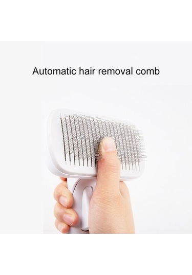 Pet Tarak Kısa Orta Saç Fırçası Kolu Kediler Için Pet Tarak Tımar Aracı Otomatik Saç Fırçası Sökücü Köpek Kedi Tarak Pet Ürünleri Köpek Tarakları Beyaz