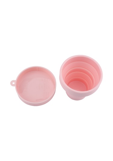 Yaozixa Pembe Silikon Katlanabilir Matara - Taşınabilir, Isı Saklayıcı Kapağıyla, Dış Etkinlikler İçin 230ml