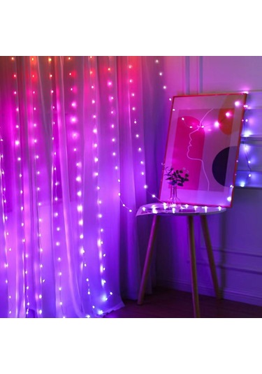 Vkemall Yatak Odası Pencere Dekorasyon Işığı, 3m 300 Led Işıklı Zincir, Pil Ve Kumanda İle Fonksiyonel Ambiyans Aydınlatması Beyaz