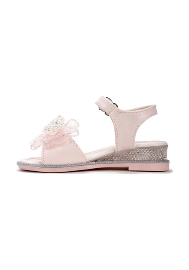 Kiko Kids Bufly Fiyonklu Kız Çocuk Sandalet Ayakkabı Pudra Pudra