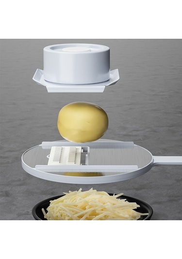 Hombey Evlerde Patates Havuclarını, Havuçları, Salatalıkları Dilimleyen Çok Fonksiyonlu Çelik Gri Mutfak Aleti - Dilimleyici, Parçalayıcı, Kesici Gri