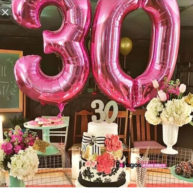 2 Pcs 40 Inch Aluminium Foil Number Balloons Birthday Wedding Engagement Party Decor Kids Ball Supplies 2-rose Red Gül Kırmızısı Altın Gümüş