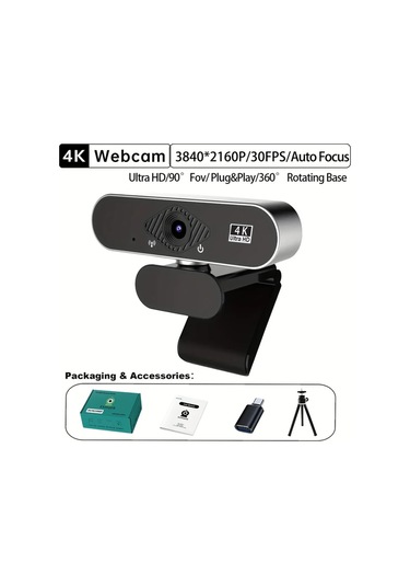 Dashanshop Exhqdr 8mp 4k Usb Otofokus Web Kamerası Zoom Canlı Yayın Görüntülü Görüşme İçin