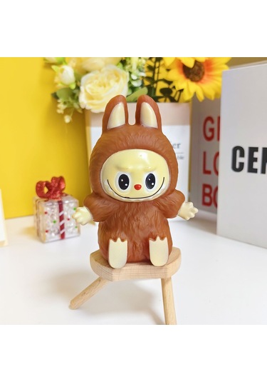 Sevimli Labubu Çocuk Yatak Odası Dekorasyon Gece Lambası Kahverengi