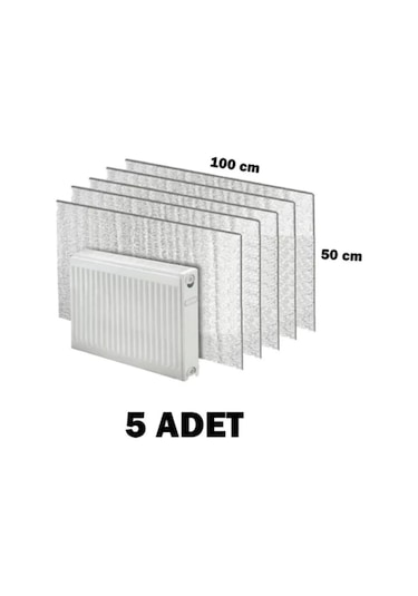 5 Adet Petek Radyatör Arkası Folyo Plaka Kalorifer Arkalığı Alüminyum Isı Yalıtım Folyosu 100x50 Cm