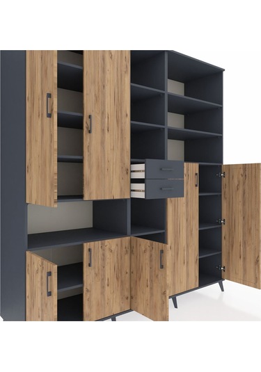 Kronos Dolap 17 Raflı 2 Çekmeceli 7 Kapaklı 220x59x243 Antrasit-çam/antrasit Atlas Çam/antrasıt Kronos Dolap 17 Raflı 2 Çekmeceli 7 Kapaklı 220x59x243 Antrasit-çam/antrasit Atlas Çam/antrasıt