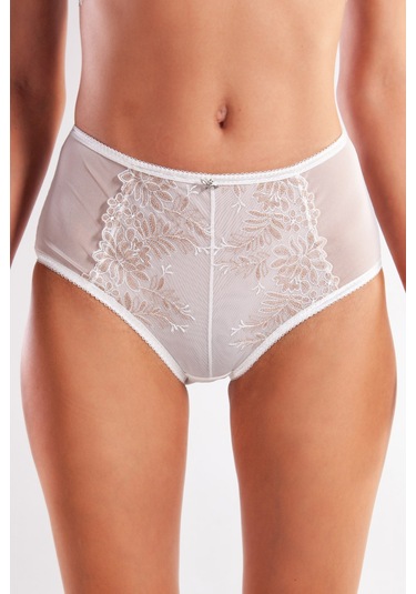 Golshan Gaspara Control Slip, Kadın Güpürlü Tül Ekru Renkyüksek Bel Külot Çok Renkli