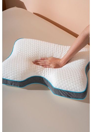 Boyun Destekli Ortopedik Visco Yastık Horlama Yastığı 55x40x12/10 Cm Beyaz