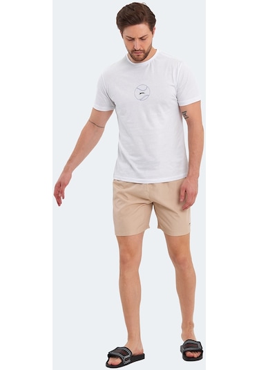 Slazenger RATING KTN Erkek Cepli Deniz Şortu Bej Mayo