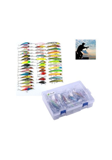 Hengjıa Set002 43 Parça Payet Seti Metal Payetler Sahte Yem Taze Levrek Balıkçılık Yem Seti, Uzunluk: 5 İla 10.5cm, Kutulu