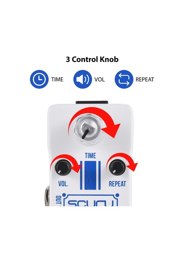 Geeksen Gitar Gecikme Efekti Pedalı Zaman/ses/tekrar Kapsamlı Kontroller Dc 9v 6.35mm Giriş/çıkış Arayüzü Ge Beyaz