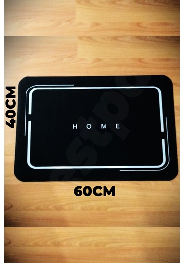 40x60 Ekstra Kalın Siyah Gümüş Kaymaz Banyo Paspası - Ultra Siyah - Gri