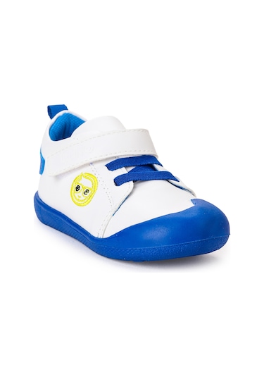 Kiko Kids Smile Cırtlı Erkek Bebek İlk Adım Panduf Ayakkabı Saks Mavi