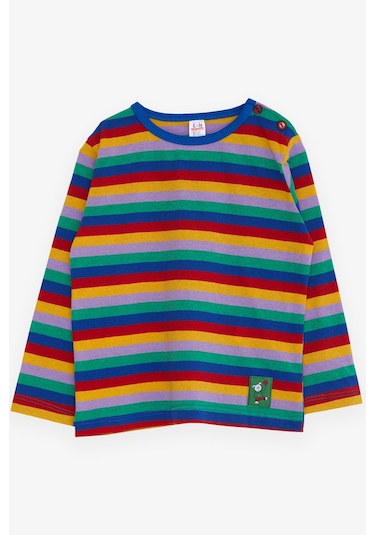 Breeze Erkek Bebek Uzun Kollu Tişört Çizgili 9 Ay-3 Yaş, Karışık Renk Çok Renkli