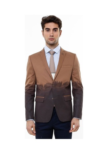 Wessi Pamuk Slim Fit Kahverengi Ceket Siyah