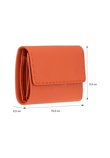 Bloominbag Arc Wallet Terracotta Pebble Hakiki Deri Kartlıklı Manyetik Cüzdan Turuncu