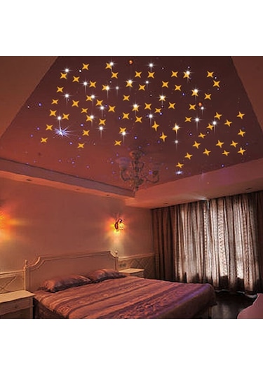 Dekoratif Süs Ayna 50X Adet Gold Altın Yıldız Tavan Duvar(408515753) Altın