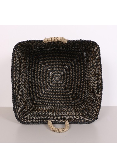 Karadeniz Muz Lif El Yapımı Yuvarlak Büyük Sepet 47x50x45 Cm Siyah
