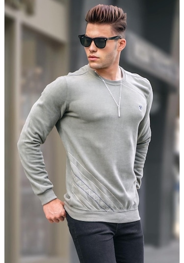 Haki Basic Bisiklet Yaka Triko Kazak 5965 Haki