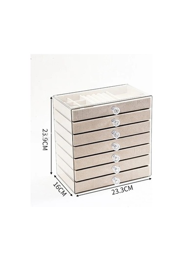 New Pet Transparent 7-layer Drawer Jewelry Storage Box For Earrings Necklaces Beige -7 Layers-c04 Bej