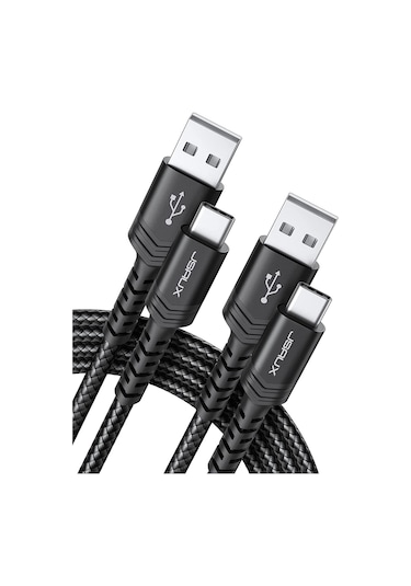 Jsaux Premium Serisi 2 Metre Uzun 60 Watt Cc0011 Siyah Usb-a To Type-c 3 Amper 60 Watt Hızlı Şarj Ve Data Aktarım Kablosu İphone 15 , 16 Serisi Ve Type-c Girişli Cihazlar İle Tam Uyumlu