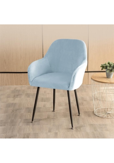 Tavuskuşu Mavisi Kadife Streç Koltuk Kapak Elastik Düz Renk Yemek Sandalyesi Kapakları Ev Dekor Yıkanabilir Yüksek Kol Dayama Ofis Koltuğu Slipcovers