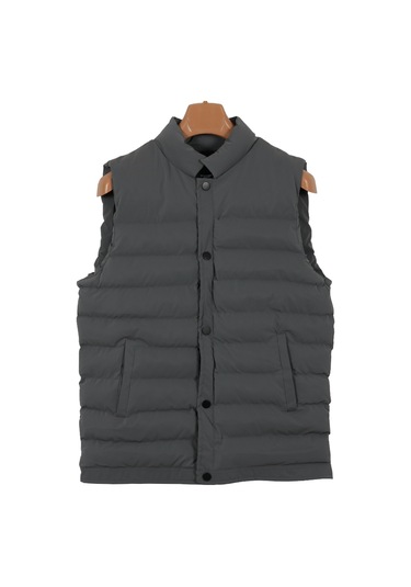 Erkek Dar Kesim Karbon Deri Gri Şişme Yelek Rar01235 001