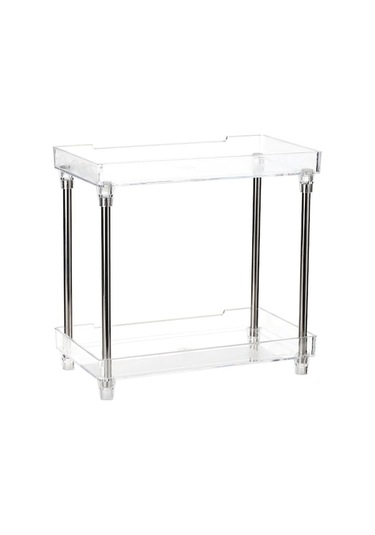 2 Katlı Şeffaf Plastik Makyaj Dolabı - Banyo Masaüstü Su Geçirmez Organizer 32x18x32cm Diğer Diğer