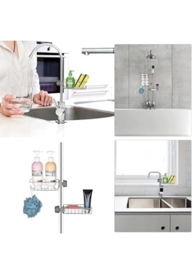 Haus Mutfak Banyo Duş Musluk Üstü Rafı Sabun Sünger Askısı Raf Tek Kat Siyah