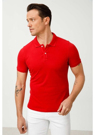 Igs Erkek Kırmızı Standart Polo Yaka Tişört Kırmızı