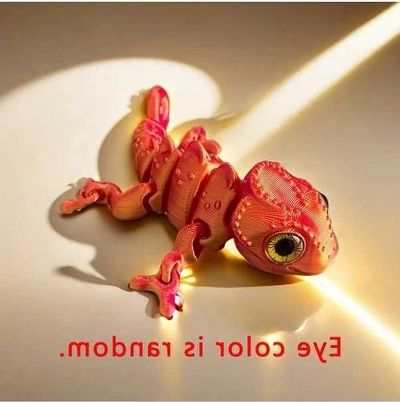 Trendooze Gaojunshop01 Kırmızı Renkli 3d Baskılı Bukalemun Figür Gerçekçi Gözler Ve Hareketli Bacaklar