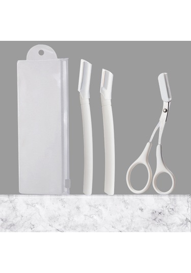 Yifomall 3 Lü Kaş Şekillendirme Seti: Güvenli Mikro Kesimli Tıraş Bıçağı Ve Makas İle Profesyonel Kaş Bakımı