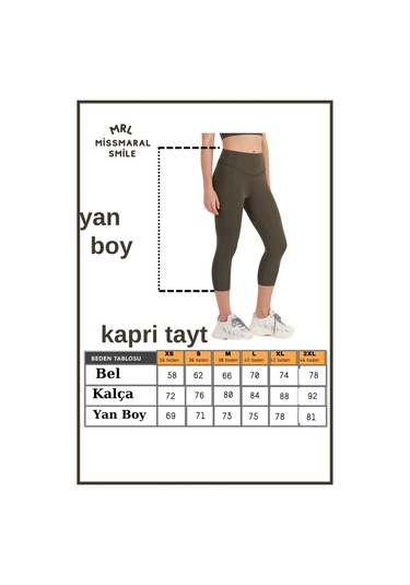 Kadın Yüksek Bel Toparlayıcı Kapri Tayt Dar Paça Karyoka Dikiş Detaylı Capri Haki 1020 Haki