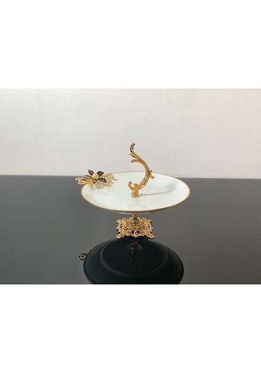 Aymin Kristal Ayaklı Sunumluk Kulplu Siyah Çiçek 28 Cm