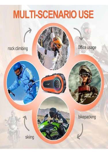 Q0082X Ipx6 Su Geçirmez Rgb 1 KM 2 Kişi İnterkom/Fm Radio Motosiklet Kask Kulaklık