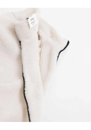 No Plan Erkek Oversize Fermuarlı Pelüş Sweat Ceket-Beyaz