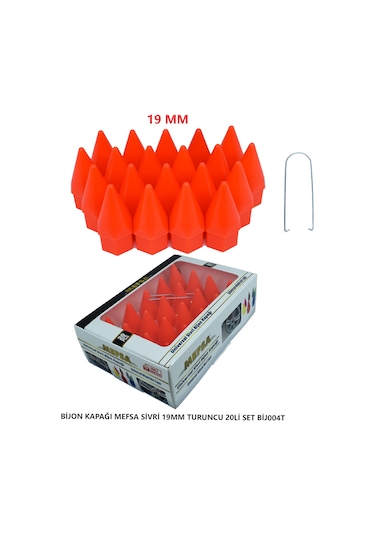 Bijon Kapağı Sivri 19 Mm Turuncu 20 Li Set